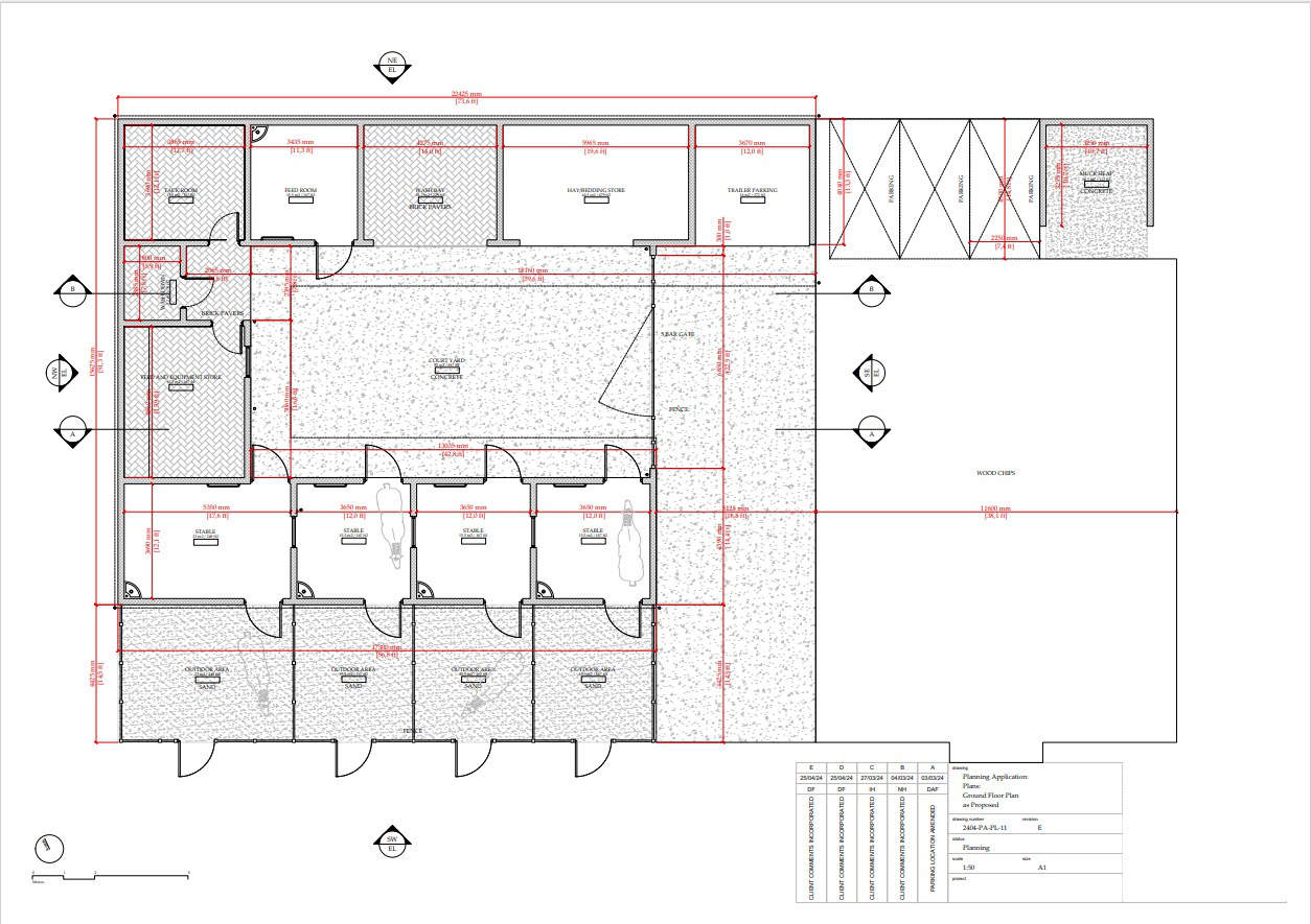 Example of a planning document for a building constructed by Sussex Stables, July 2024