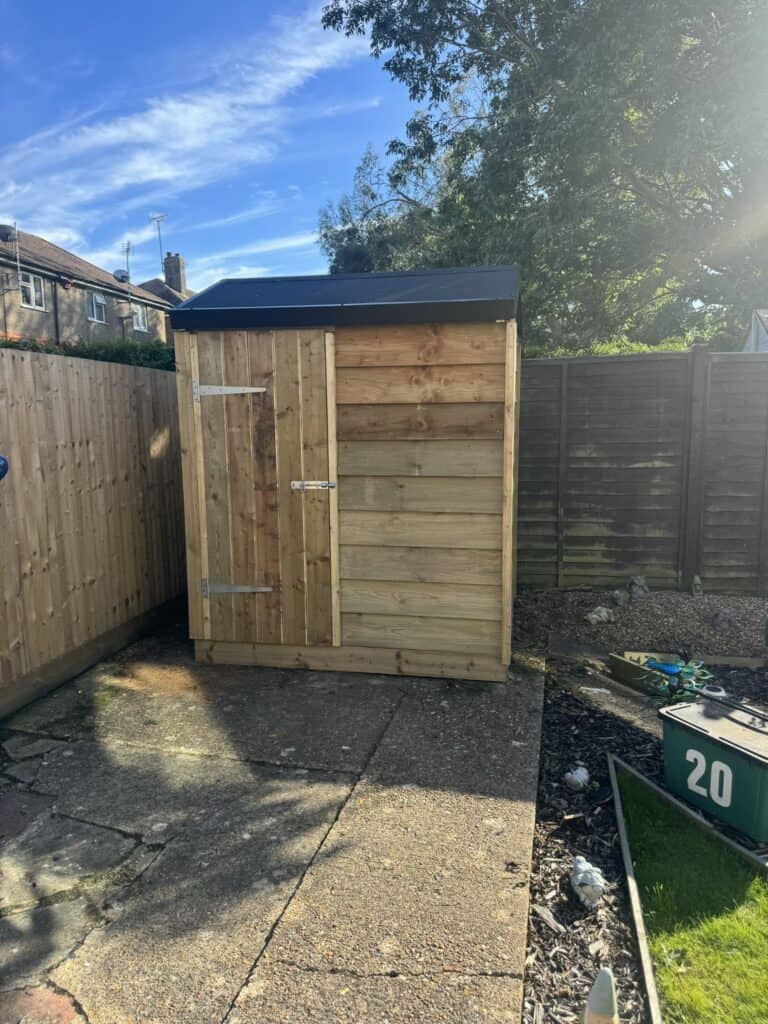 Small garden shed constructed by Sussex Stables, July 2025
