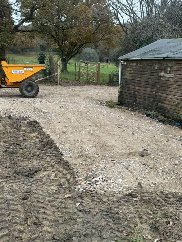 Area of hardstanding, installed by Sussex Stables, April 2025