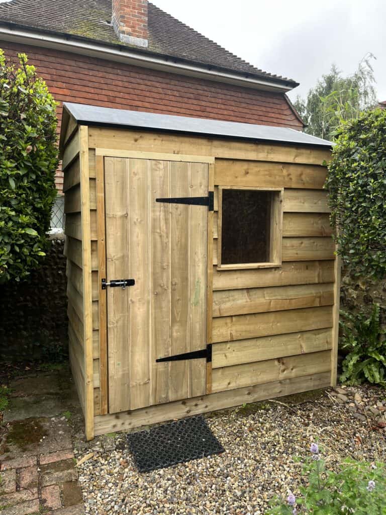 Garden shed designed and built by Sussex Stables, June 2023