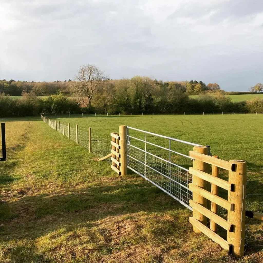 Gateway and horse fencing installed by Sussex Stables, Hailsham, East Sussex.
