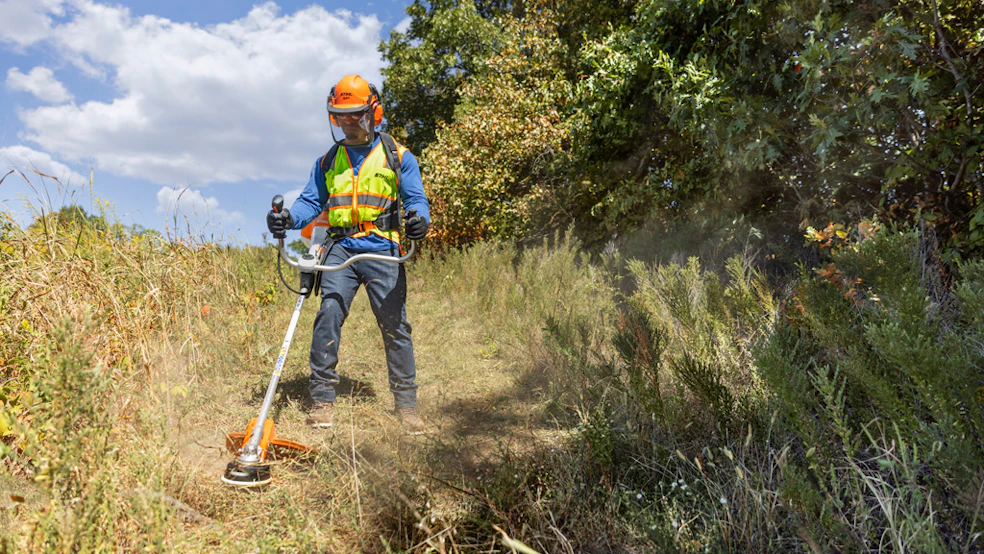 Man with brushcutter
