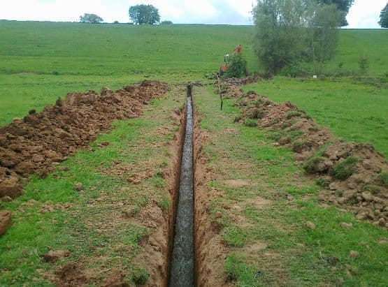 Land drain through field